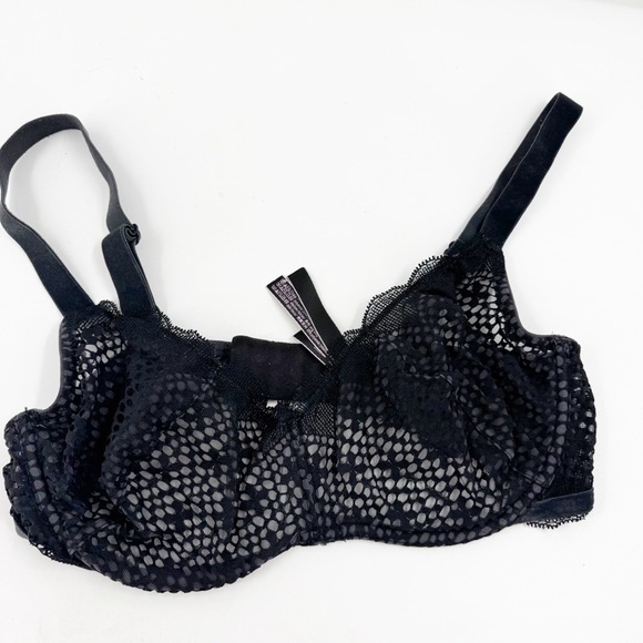 ✅ Victoria's Secret Very Sexy Scoop Neck Unlined SEMI Sheer Bra 36D Black - Picture 1 of 8